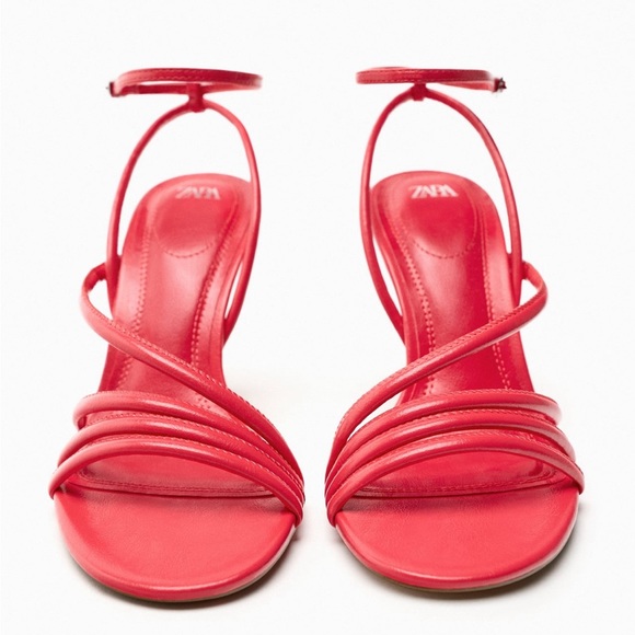 Zara HIGH HEELED STRAP SANDALS. Hot Pink. Size 6.5. New with Tags. - Picture 8 of 10